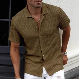 Nova camisa masculina casual slim fit, moda