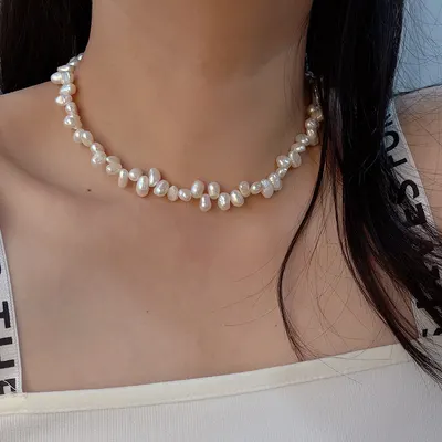 S925 sterling silver barock pärlhalsband, sötvattenpärla halskedja