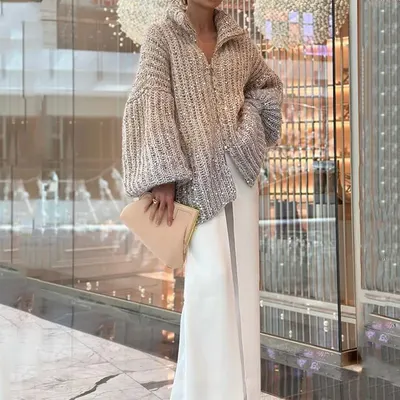 2023 höst/vinter nya europeisk amerikansk fashion sekvensdesign stickad tröja jacka