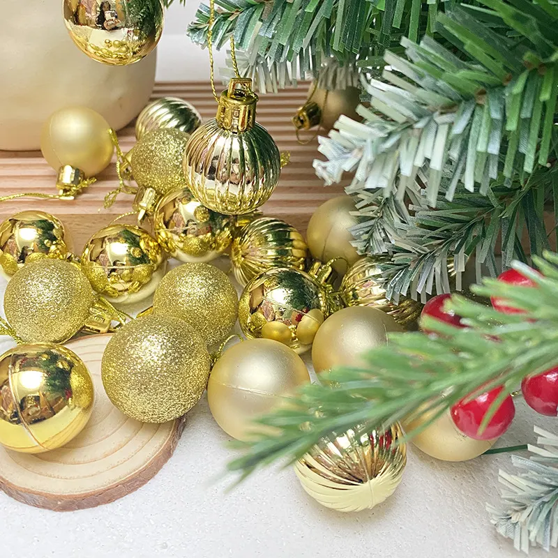 Bolotas de Natal 3cm, bolotas de plástico brilhantes com eletrodeposição, formato irregular, para árvores de Natal, tetos de centros comerciais, transfronteiriço