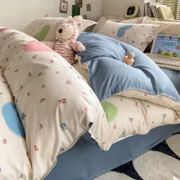 Conjunto de três peças de roupa de cama para estudantes, novo, algodão lavado, para dormitório, conjunto de quatro peças de estilo de lençol para cama de solteiro em dormitório, fronha individual