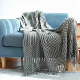 Manta de sofá de cor sólida estilo nórdico para ar condicionado
