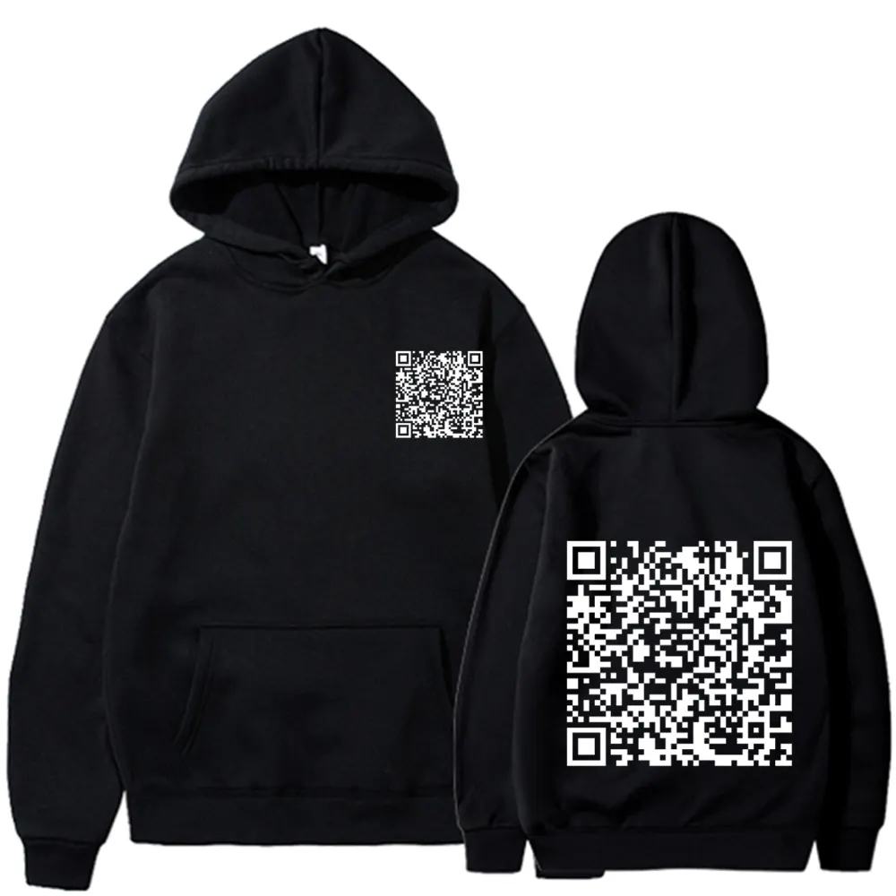 Rolig QR-kod Hoodie, Rolig Tjock Vintertröja