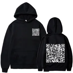 هودي مضحك برمز الاستجابة السريعة (QR)، سترة رياضية سميكة مضحكة للشتاء