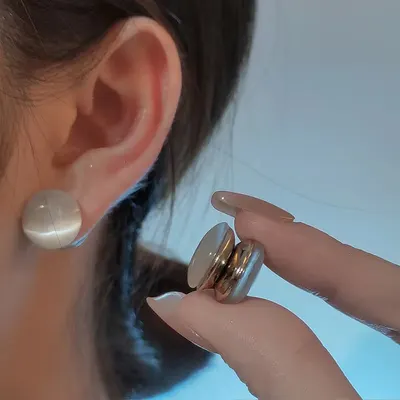 Magnetiska Runda Ringörhängen Enkel Modedesign