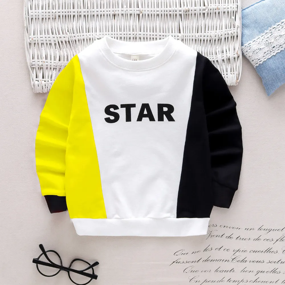Vestuário infantil coreano de primavera/outono 2024, sweatshirt de manga comprida para crianças, top base para bebé, t-shirt para crianças médias/pequenas