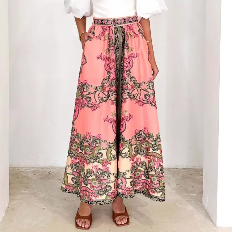 Saia estampada de estilo étnico e casual, moderna