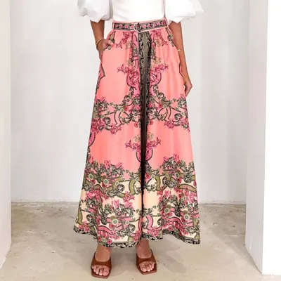 Saia estampada de estilo étnico e casual, moderna