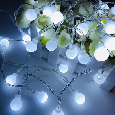 Luces de Cadena LED Redondas de Bolas para Exteriores, Impermeables, para Acampar, Decoración Navideña, Luces de Cadena de Colores
