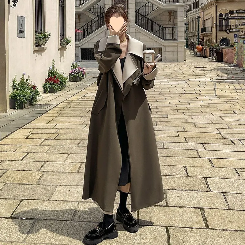 长款风衣外套女春秋2025新款韩系高级感好看赫本风气质大衣春季