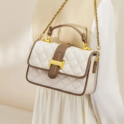 Bolsa de mulher com corrente, bolsa diagonal, bolsa de mão em couro genuíno de alta qualidade e luxo para o outono