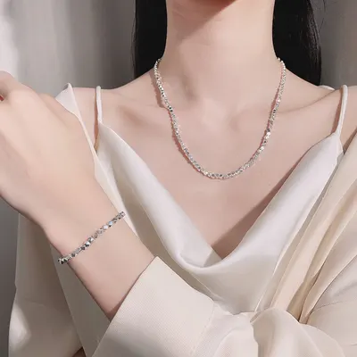 S925 sterlingsilver oregelbundna nugget halsband armband