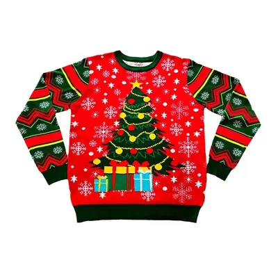 Suéter de Natal de malha de gola redonda, pullover jacquard vermelho europeu e americano
