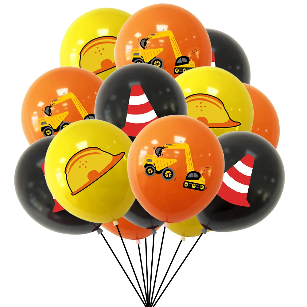 Byggfordonstema 12-tums Latexballonger