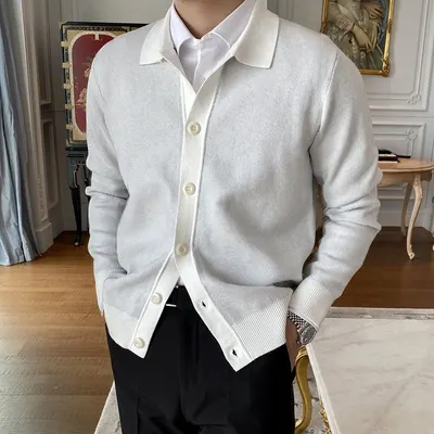 Cardigan de botões de tricô para homem, casual, europeu e americano, novo primavera 2024, fonte cross-border para Amazon e AliExpress