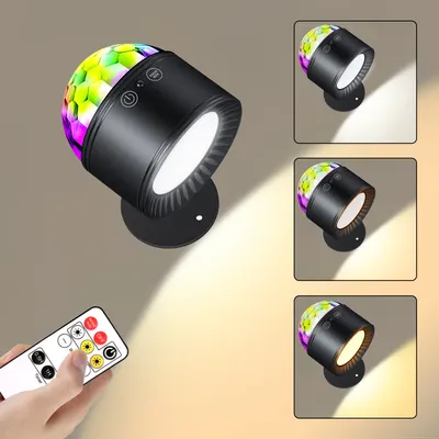 Luminária de Parede Recarregável com Controlo Remoto, Três Temperaturas de Cor, Design Criativo
