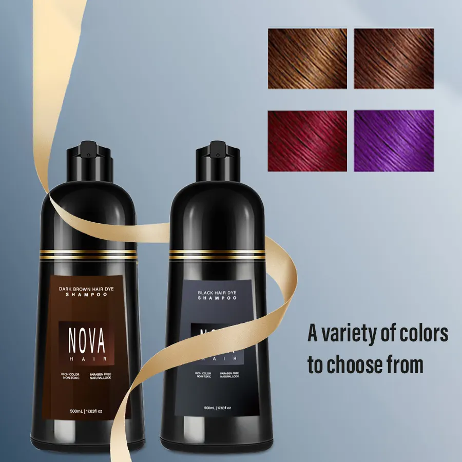 Shampoo Nova para coloração rápida do cabelo, shampoo de uma lavagem para colorir o cabelo
