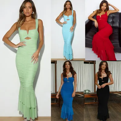 Vestido ajustado sin espalda con tirantes de moda
