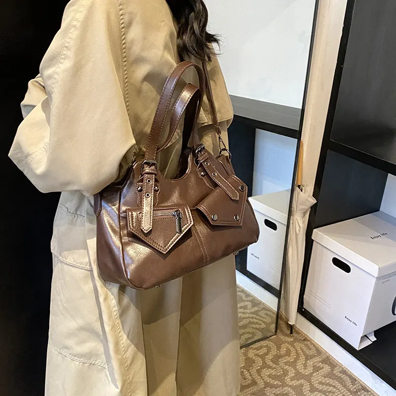 가을 및 겨울 레트로 넉넉한 수납 레저 통근 숄더 메신저 백