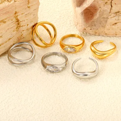 Anel de zircão de 18K estilo retro moda
