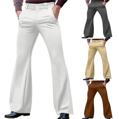 Pantalones acampanados de moda para exteriores, de negocios, con bolsillo inclinado, ajustados, de color liso y elástico para hombre