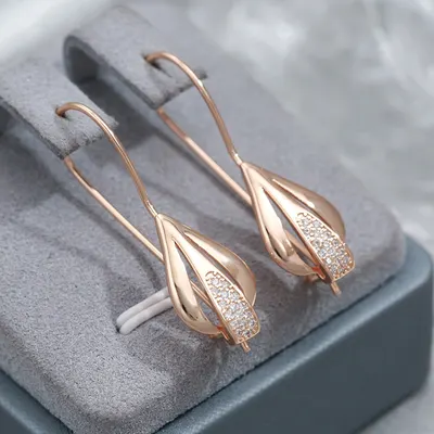 New Fashion Earrings for Women with Diamonds Personality 585 Rose Gold Dangle Earrings