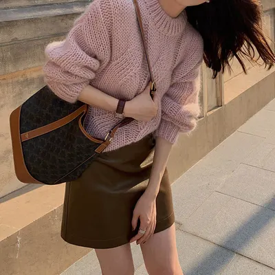 Knit Sweater Autumn and Winter New Solid Color Top Pullover Sweater Women s Fashion