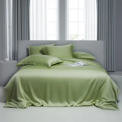 Nova série de lençol e fronha de cama individual de verão de seda gelada, cor sólida, Lanjing Tencel Lyocell