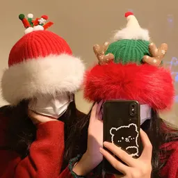 かわいいクリスマス鹿の角ぬいぐるみ帽子（女性用）
