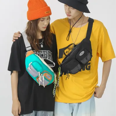 Parbröstväska, bärbar reseväska i tvärgående stil, japansk casual axelväska, unisex midjeväska