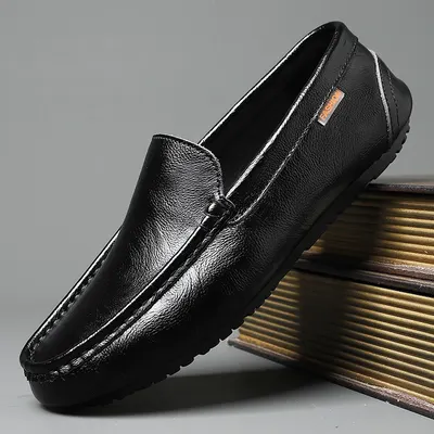 Herrskor koreansk slip-on casual business läderloafers