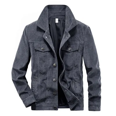 Casaco fino de veludo cotelê vintage para homem, para primavera e outono