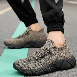 Новые весенне-летние повседневные туфли с верхом из Flyknit, модные ленивые туфли на толстой подошве, повседневные мужские кроссовки