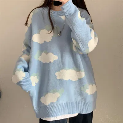 Höst och Vinter Nya Koreansk Stil V-ringad Lös Pullover Lat Stil Stickad Tröja Väst Ytterplagg för Kvinnliga Studenter