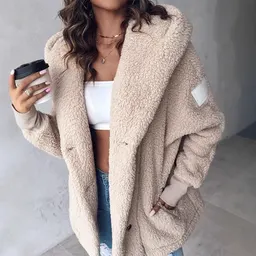 짧은 재킷, 편안하고 캐주얼하며 긴 소매, 슬리밍, 램스울 재킷