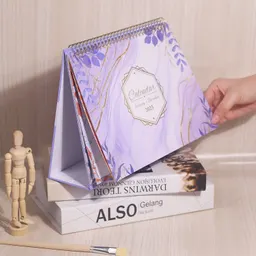 تقويم مكتب إنجليزي، زينة صغيرة، تصميم زهور، تقويم أوروبي وأمريكي قابل للقلب