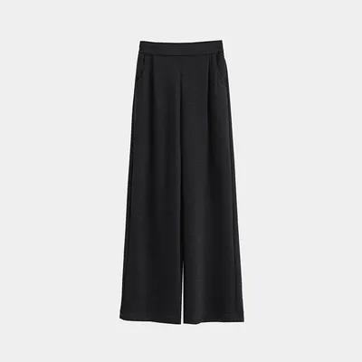 Calças compridas de cintura alta, de perna larga, diretas, de suor, casuais para mulheres, outono e inverno, estilo casual