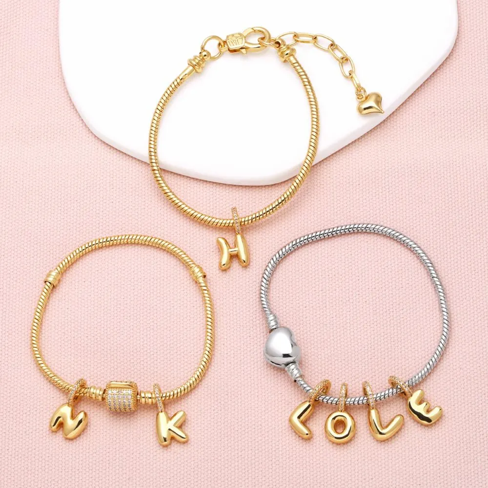 AS饰品希音亚马逊跨境26个字母吊坠手链女镀金爱心手饰手串brc19
