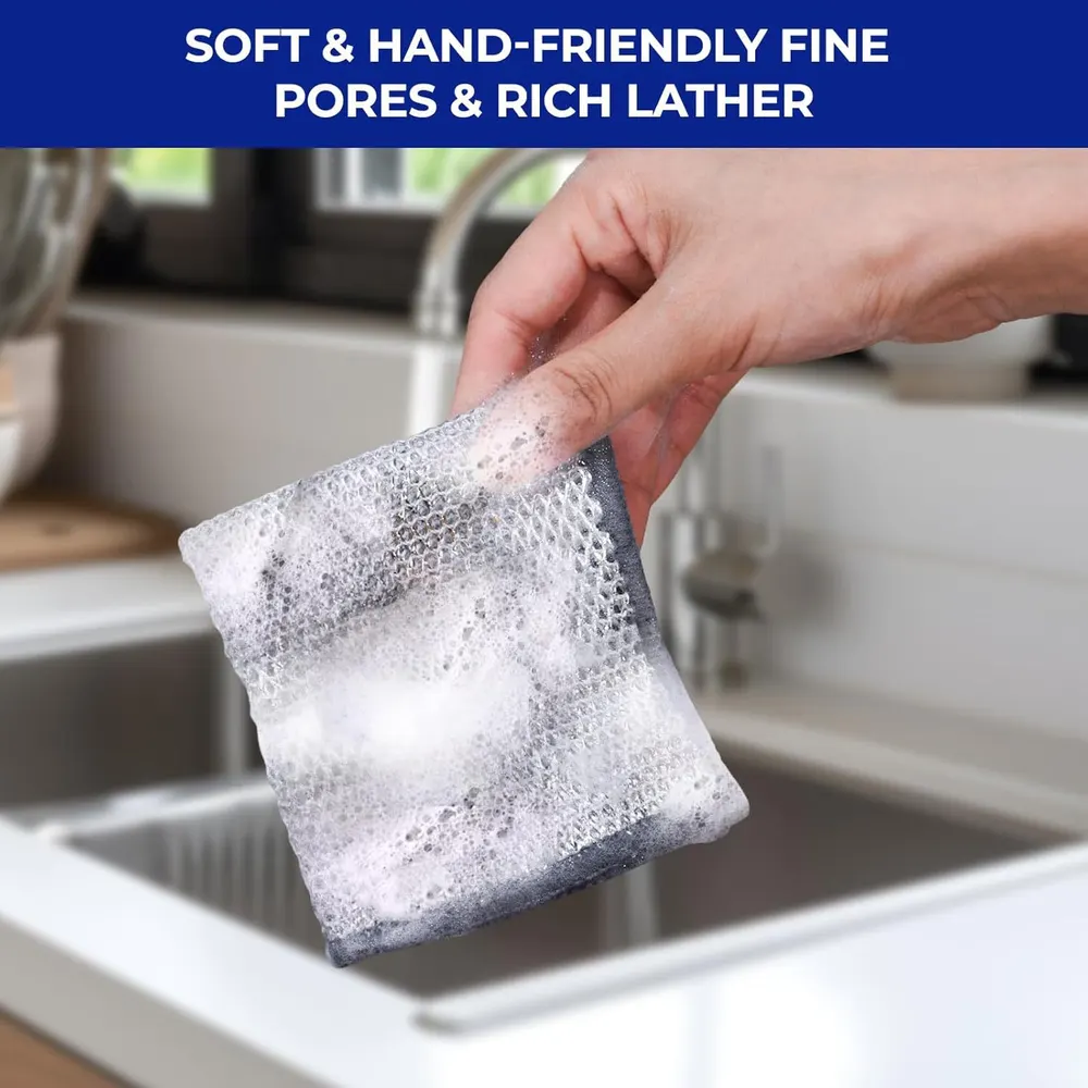 Almofada de Limpeza Dupla Face para Cozinha, Anti-Óleo, Camada Dupla