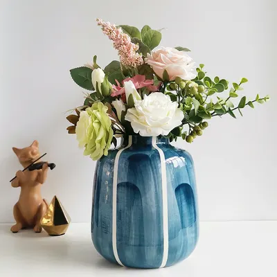 Kinesisk keramikvas vardagsrum TV-skåp simulerad blommor