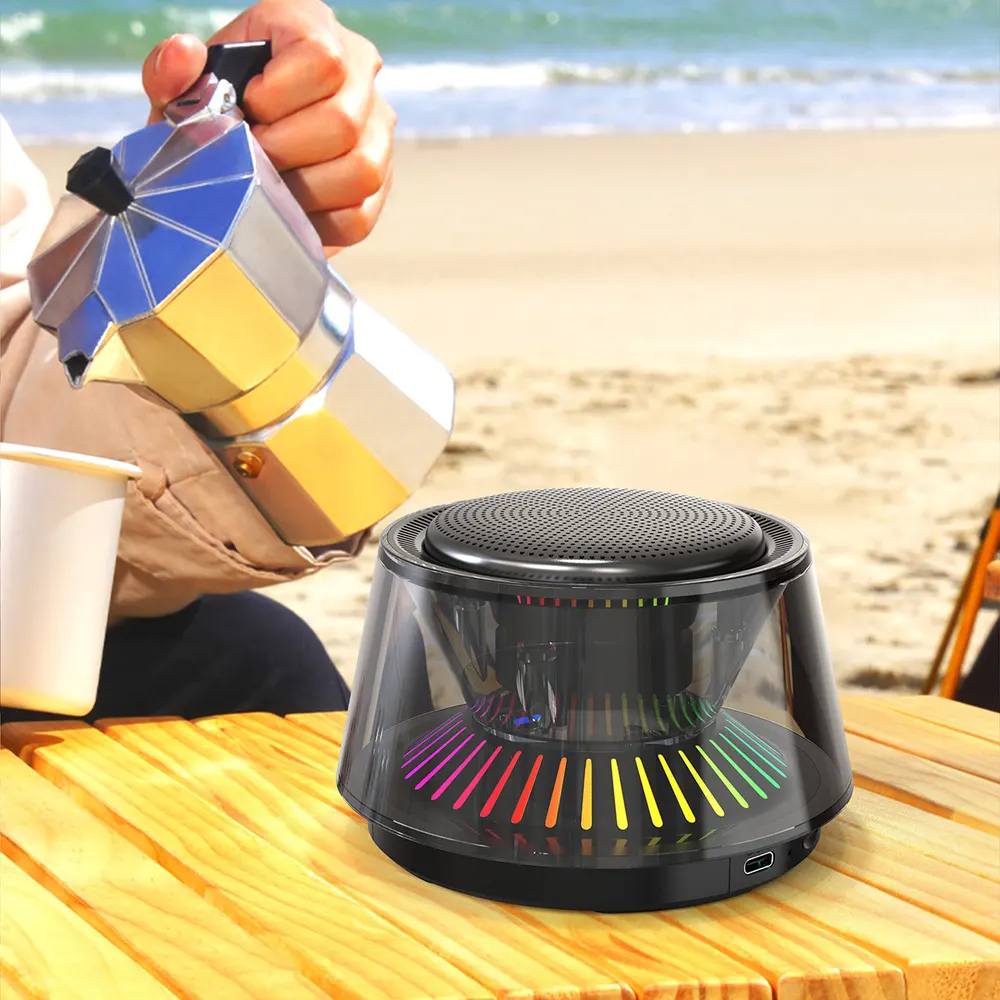Gränsöverskridande trådlös Bluetooth-högtalare sjufärgad glashorn transparent gyro atmosfärslampa hem portabel färgglad högtalare