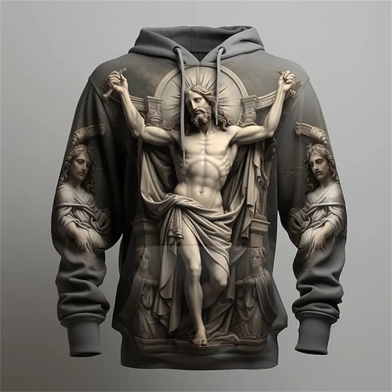 Tuppmönster 3D-tryck sweatshirt för män bekväm retro hoodie