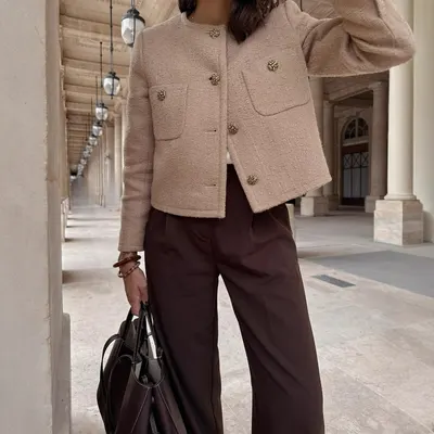 Casaco de Cardigã de Tweed, Top Feminino, Estilo de Temperamento Socialite