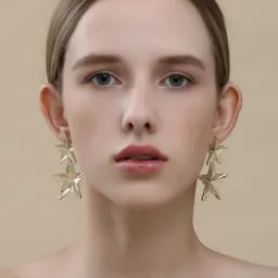 Pendientes de latón de oro sintético de estilo europeo y americano, nuevos de heavy metal transfronterizos, geométricos de estrella de cinco puntas, doble capa, personalidad, temperamento, pendientes colgantes