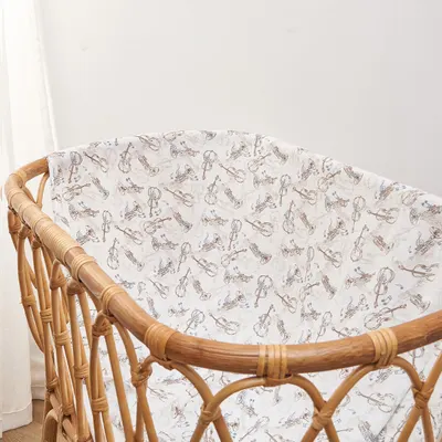 Manta de bebé de algodão e bambu com estampas simples, saco de armazenamento