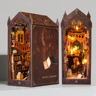 Suporte para livros indutivo, montagem de madeira
