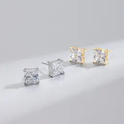 Pendientes de botón cuadrados con circón, diseño ligero