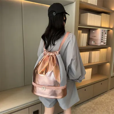 Nova bolsa de ginástica com separação seca e molhada, bolsa de armazenamento para natação com cordão, bolsa de ioga casual, mochila esportiva, bolsa duffel