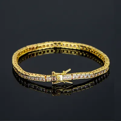 2mm Tennis Chain Bracelet 铜包镶锆石单排嘻哈网球手链项链