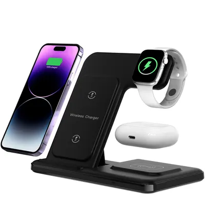 شاحن لاسلكي ثلاثي في واحد مناسب لـ Apple iPhone 14، قائم عمودي، قاعدة شحن سريعة لـ iwatch 8